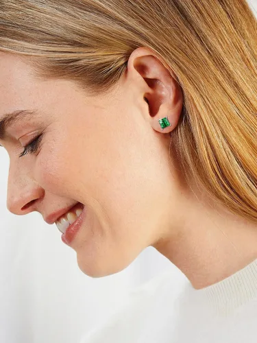 Vista 2 de ChicSilver Aretes de plata de ley 925 con forma de corazón brillante, redondaprincesa con piedra natal para mujer, joyería de cumpleaños