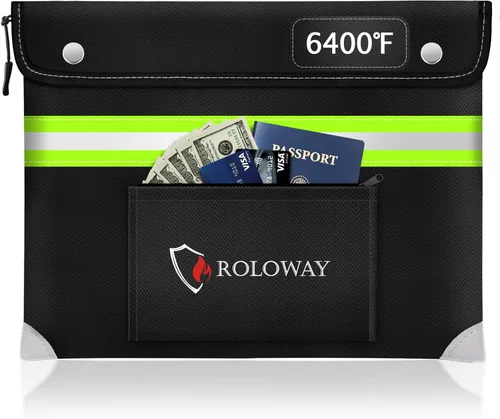 Vista 9 de ROLOWAY Bolsa de documentos ignífuga (14 x 11 pulgadas) con capa de papel de aluminio mejorada de 5200 ℉, bolsa ignífuga para documentos con tira