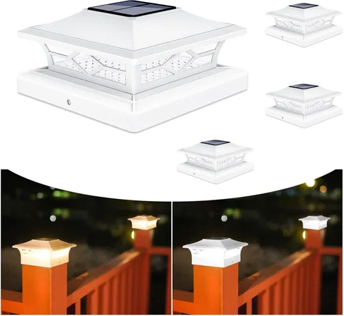 Vista 15 de VOLISUN - Faroles solares para poste: paquete de 2 luces para exteriores, para cubierta, con casquillo blanco, resistente al agua, 2 modos