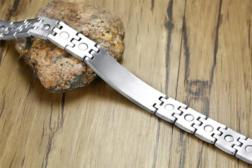 Vista 4 de MEALGUET Pulsera de identificación médica para hombres grabado gratuito de acero inoxidable, alerta médica masculina, joyería de identificación