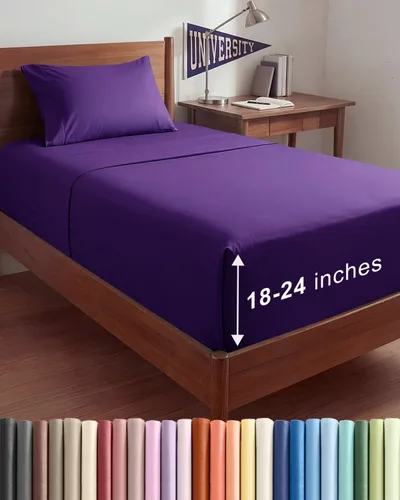 Vista 73 de Sábanas individuales de bolsillo extra profundo, sábanas transpirables y refrescantes de 3 piezas, juego de sábanas de lujo para hotel, suaves, sin