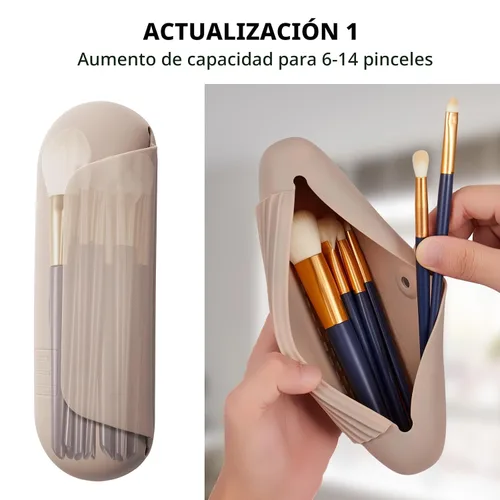 Vista 2 de AGIKET Soporte de silicona para brochas de maquillaje, bolsa de cosméticos de viaje: soporte suave y portátil para brochas cosméticas faciales