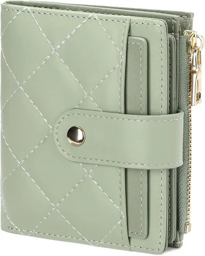 Vista 8 de GAEKEAO Cartera pequeña para mujer, de dos pliegues con bloqueo RFID, estuche para tarjetas de crédito con bolsillo con cremallera, A-Negro, Classic