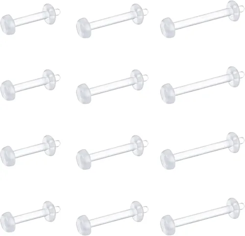 Vista 13 de VCMART - Aretes transparentes para deportes, trabajo, cirugía, juego, conjunto mixto, retenedor de piercing de plástico transparente, retenedor
