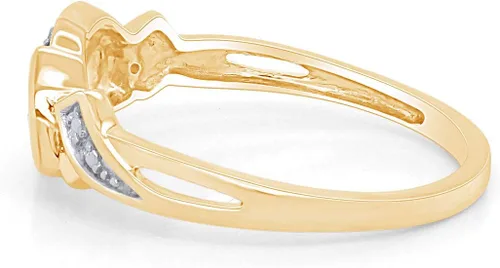 Vista 2 de Jewel Zone US - Anillo de compromiso con triple corazón de diamante natural blanco en oro de 14 quilates sobre plata de ley (0,03 quilates)