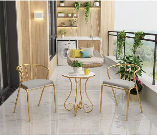 Vista 7 de Mesa de Centro Small Round Coffee Table for Living Room European-Style Side Table with Metal e Modern and Simple Sofa End Table for Balcony Small