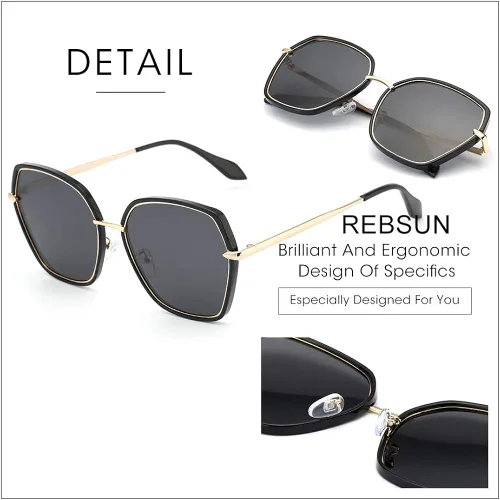 Vista 4 de Gafas de sol polarizadas de gran tamaño para mujer lentes de sol grandes con marco grande protección UV