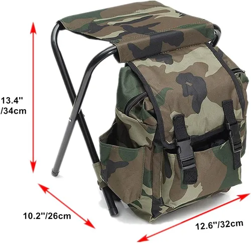 Vista 3 de Silla plegable de camping con bolsa de picnic aislada para exteriores, interiores, pesca, viajes, playa, barbacoa (camuflaje)
