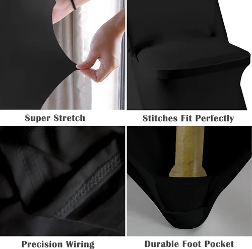 Vista 4 de Vencede 50 fundas para sillas de elastano elástico negro, fundas para sillas para bodas, protectores universales para sillas para fiestas