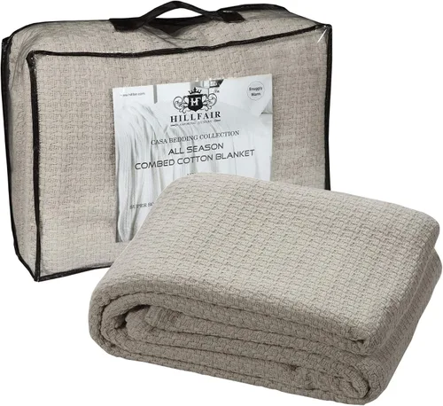 Vista 11 de HILLFAIR Manta 100% algodón peinado, manta de cama Twin XL, suave, acogedora, cálida, mantas multipropósito para decoración del hogar de lujo, 66 x