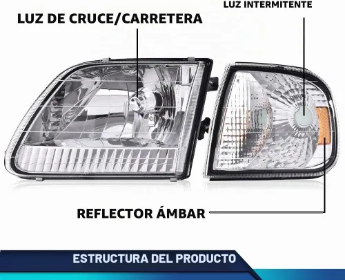 Vista 8 de Faros delanteros PIT66 compatibles con Ford F150 1997-2003, 04 F150 Heritage
