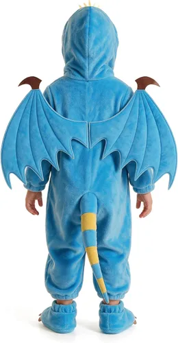 Vista 5 de Disfraz de dragón para bebé, mameluco de animal infantil, cosplay para niño Azure
