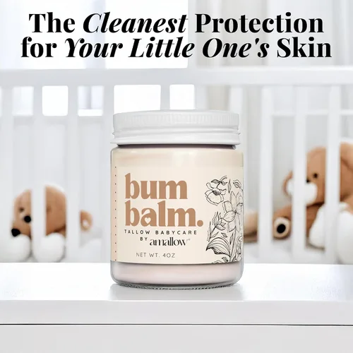 Vista 5 de Amallow Baby Bum Balm – Crema de área de pañales para piel sensible y propensa a erupciones – Sin petróleo ni fragancia – Bálsamo hidratante suave