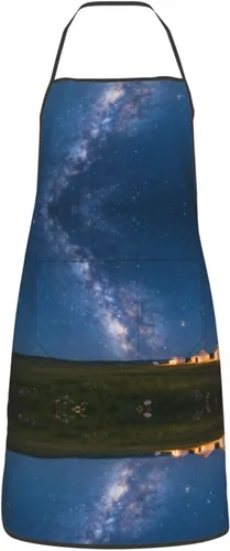 Vista 13 de Delantal azul y rosa con bolsillos, delantales resistentes a las gotas de agua para mujeres y hombres, delantal ideal para uso doméstico
