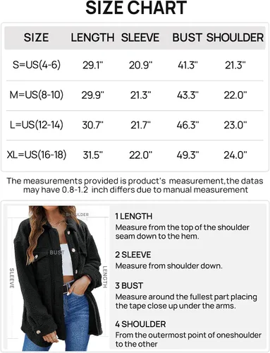 Vista 7 de TECREW Chaqueta de forro polar Sherpa de invierno para mujer, con botones y bolsillos