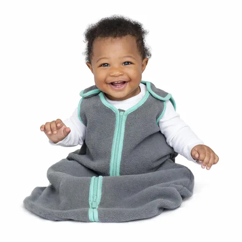 Vista 16 de Baby Deedee Sleep Nest - Saco de dormir de forro polar para bebé, gris, 6-18 meses Patented shoulder snaps and full-length zipper support easy
