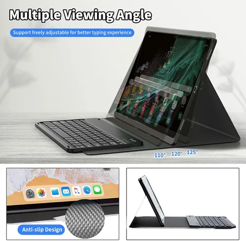 Vista 4 de Funda para Samsung Galaxy Tab S6 Lite 2022/2020 Teclado inalámbrico desmontable y cubierta de soporte de piel sintética Funda protectora