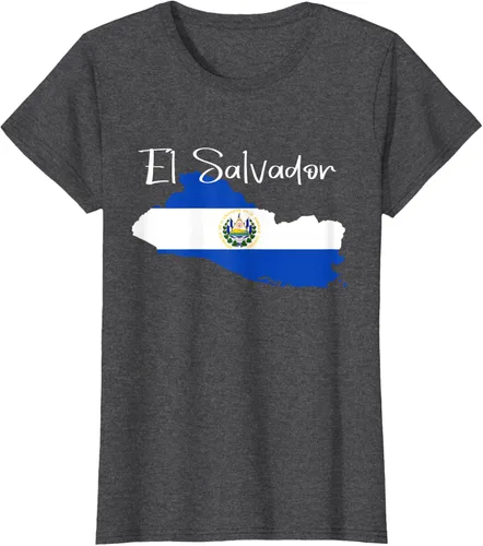 Vista 6 de Camiseta con la bandera de El Salvador, mapa de El Salvador, camiseta de Salvador para mujer