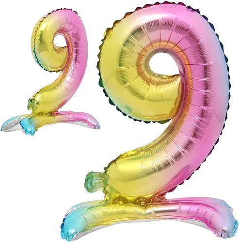 Vista 13 de Globos de helio de 40 pulgadas con degradado arcoíris de pie, colorido, tamaño grande, globos de helio para fiesta de cumpleaños, decoración