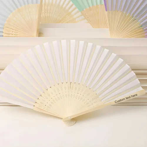Vista 10 de Ventilador de seda plegable personalizado, abanicos de bambú personalizados para invitados de boda, despedida de soltera, baile, fiesta, decoración
