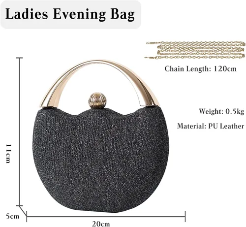 Vista 3 de Bolso de noche para mujer, bolso de embrague con purpurina, bolso de boda para novia, bolso brillante