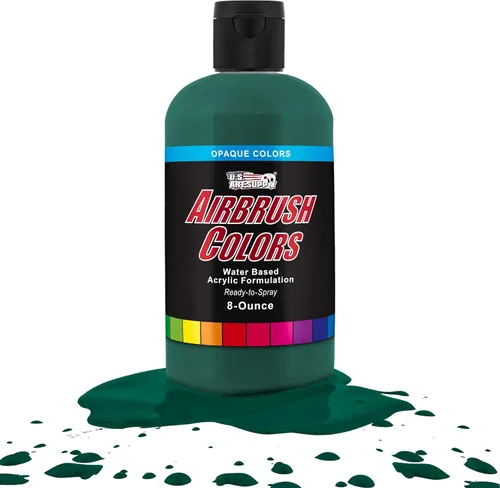 Vista 42 de U.S. Art Supply Pintura acrílica opaca para aerógrafo color azul aguamarina, botella de 1 onza, colores a base de agua no tóxicos de grado