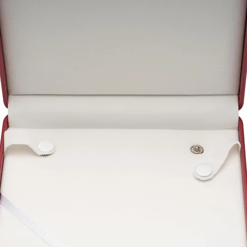 Vista 3 de Cadena larga de perlas PU collar caja de regalo vitrina soporte de almacenamiento (rojo)