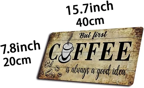 Vista 3 de PINWAGING Letrero de madera con texto en inglés "Coffee is Always A Good Idear", divertido, vintage, cafetería, pub, cocina, hogar, pared