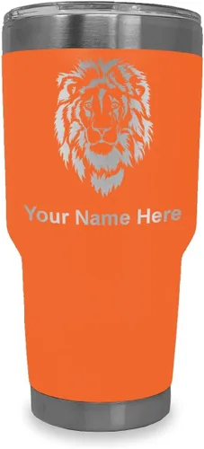 Vista 15 de LaserGram Vaso aislado al vacío de 20 onzas, cabeza de león, grabado personalizado incluido (negro)