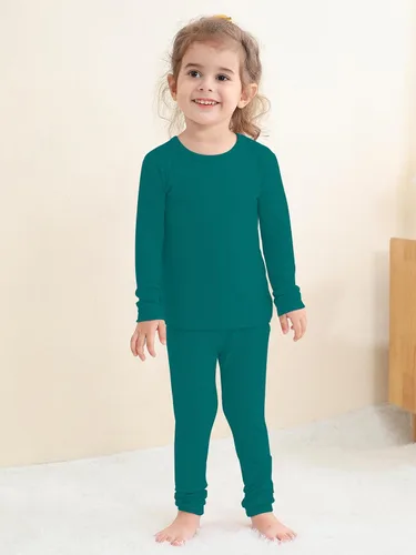 Vista 53 de GUISBY Conjunto de pijama de rayón de bambú para niños y niñas, ajuste cómodo, para uso diario, conjunto de pijama de 2 piezas