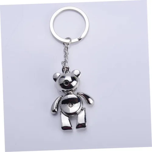 Vista 8 de CHILDWEET Llavero de metal con diseño de oso de plata, llavero de automóvil, decoración creativa para niñas y mujeres, plateado