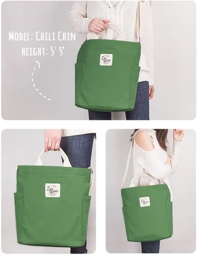Vista 2 de Lily queen Women Canvas Tote Handbags Casual Shoulder Work Bag Crossbody