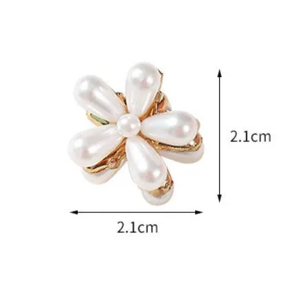 Vista 2 de 5 piezas de mini pinzas de perlas con diseño de flores para mujeres y niñas