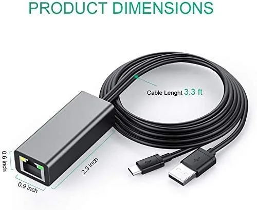 Vista 3 de Adaptador Ethernet Fire TV Stick, adaptador Ethernet para Fire Stick y Chromecast, Chromecast Ultra 4k, Fire TV Cube, Chromecast 3/2/1, Micro USB a