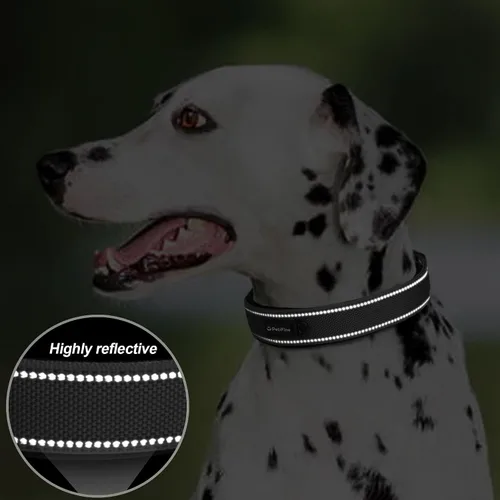 Vista 4 de PetiFine Collares para perros pequeños, collar acolchado de neopreno, collares reflectantes resistentes para mascotas con hebilla de cinturón