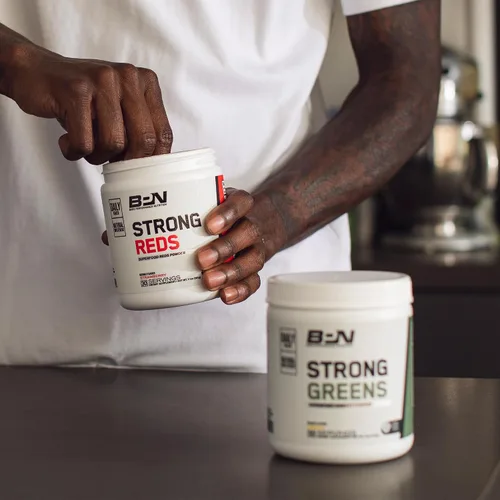 Vista 7 de BARE PERFORMANCE NUTRITION, BPN Strong Greens Superalimento en Polvo, Limón, 30 Porciones