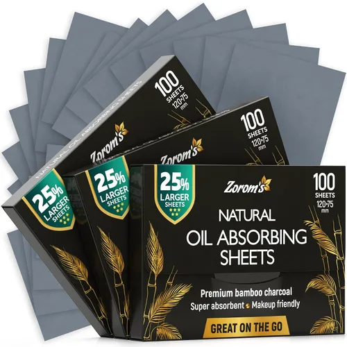 Vista 9 de Hojas de secado de aceite natural para cara con carbón de bambú, 25% más grandes, 1 unidad/100 hojas absorbentes de aceite aptas para maquillaje