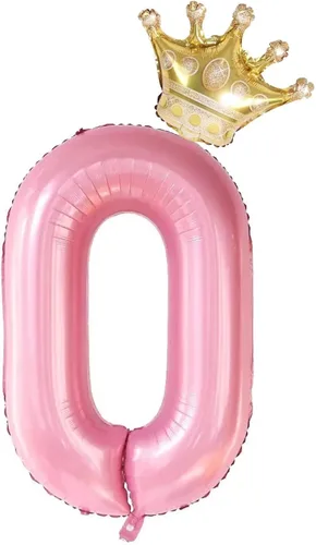 Vista 3 de Globos rosa claro del número 60 de 40 pulgadas con corona, globos de cumpleaños 60 para mujeres, decoraciones de cumpleaños de 60 pulgadas, globos