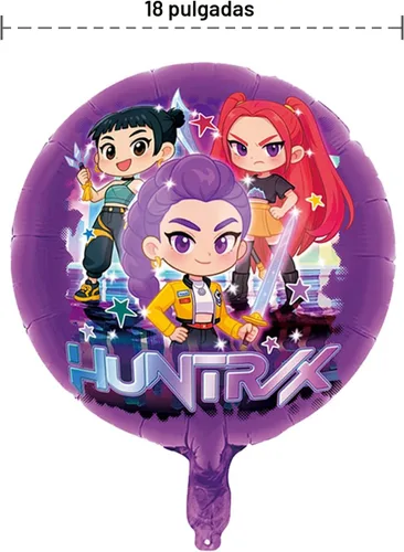 Vista 6 de 7 piezas de globos de aluminio de chicas Kpop, personajes Rumi, Mira, Zoey, cantantes pop de foil de aluminio para suministros de decoración