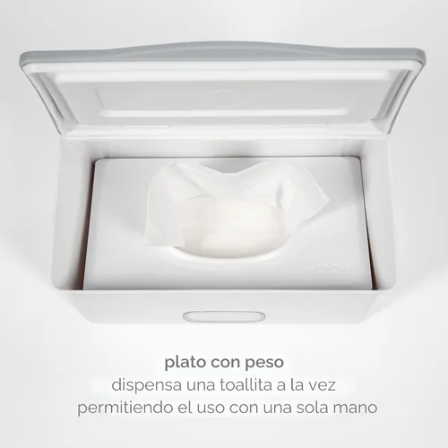 Vista 4 de Dispensador de toallitas para bebé Ubbi, estuche de toallitas para bebé, porta toallitas para bebé con placa ponderada, mantiene las toallitas