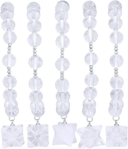Vista 3 de SUNYIK Merkaba Stone Bracelet for Women Men, Healing Crystal Round Bead Stretch Wristband 7" Strand