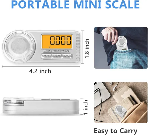 Vista 5 de THINKSCALE Báscula digital de miligramo, 0.71 oz x 0.00 oz Mini báscula de alta precisión con pantalla LCD, tare, 6 unidades de báscula portátil