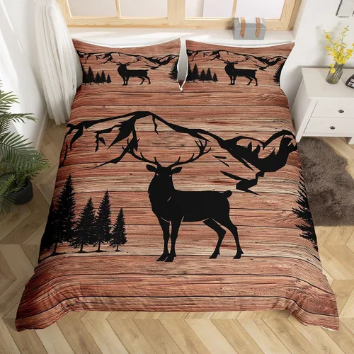 Vista 12 de Juego de funda de edredón de oso para niños, juego de ropa de cama de animales salvajes para niños, naturaleza, vida silvestre, oso, pájaro, juego