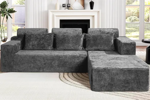 Vista 24 de Homguava - Sillones seccionales modulares para sala de estar, sofá de 101" en forma de nube con chaise en L, cómodo sofá de sala de estar