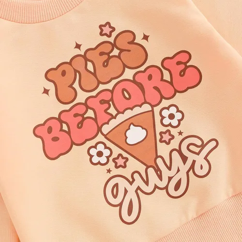 Vista 5 de Conjunto de San Valentín para bebé, niña, sudadera con cuello redondo para papá, pantalones acampanados, ropa de San Valentín