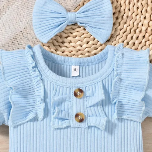 Vista 41 de Aalizzwell Body de manga corta para bebé niña con pantalones cortos acanalados