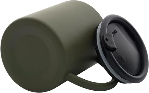 Vista 4 de M-Tac Taza térmica de viaje de 9.5 onzas con tapa, vaso térmico de doble pared aislado de acero inoxidable con mango ancho