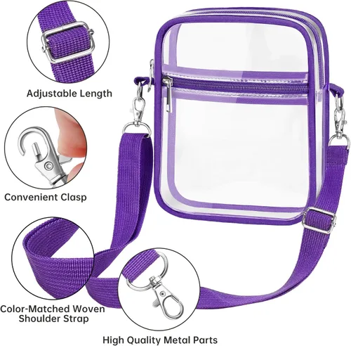 Vista 2 de Aphlos PVC Clear Crossbody Bag with Adjustable Straps, Versatile Waterproof Transparent Skateboard Backpack 5.9x7.8x1.6 Inch