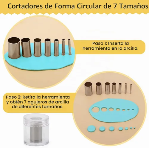 Vista 2 de 28 herramientas de corte de arcilla polimérica, rodillo acrílico, 14 kits de escultura, 7 cortadores de forma de círculo, 2 hojas acrílicas
