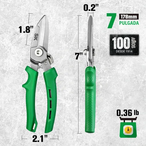 Vista 4 de SK 7" Tijeras resistentes de uso múltiple, tijeras forjadas en caída, cuchillas CR-V con bloqueo de seguridad, empuñaduras cómodas